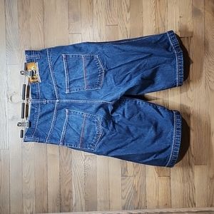 RISK JEAN SIZE 36 SHORTS BLUE RED WHITE